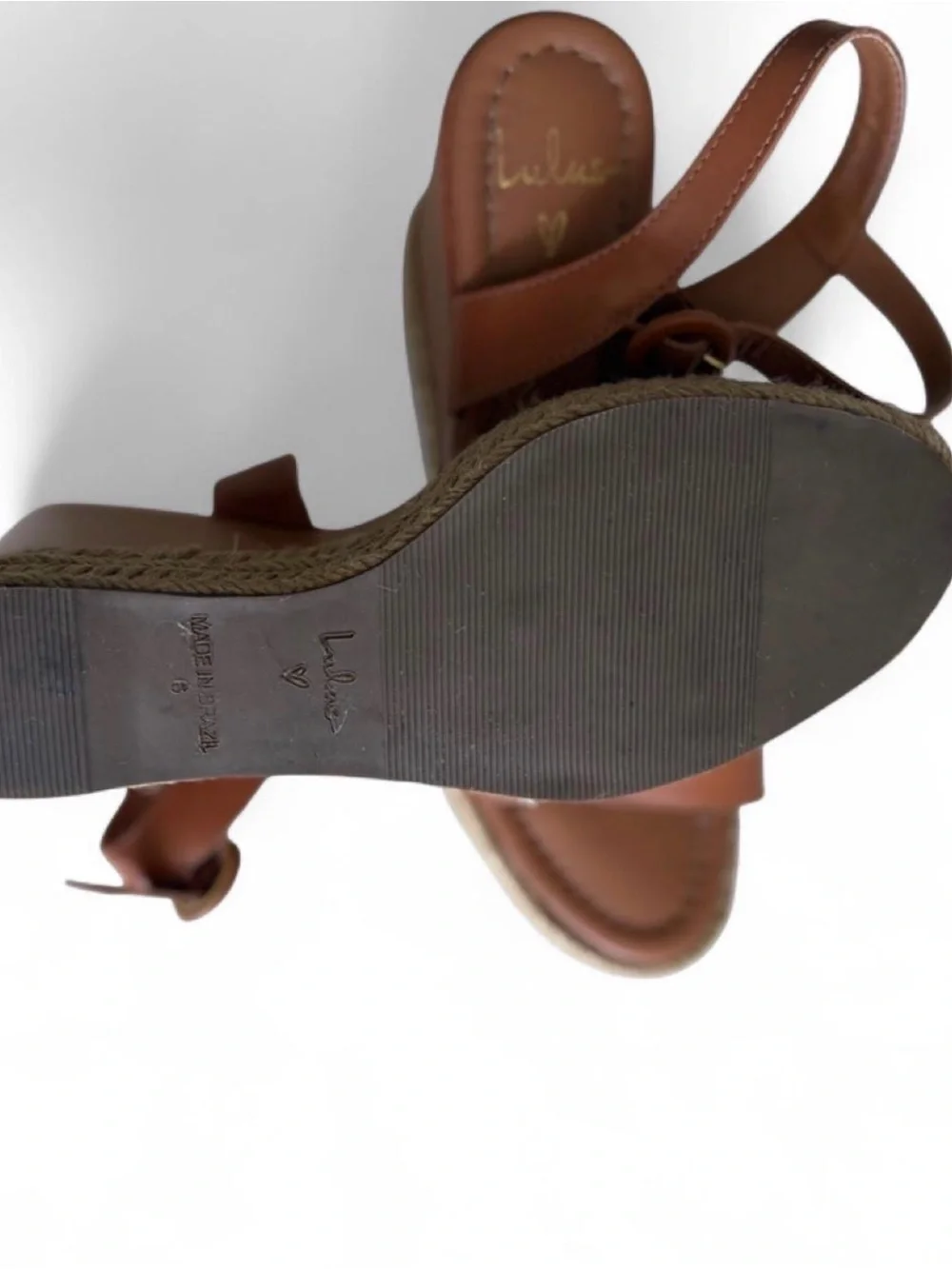 Vittoria Caramel Leather Platform Espadrille Wedges